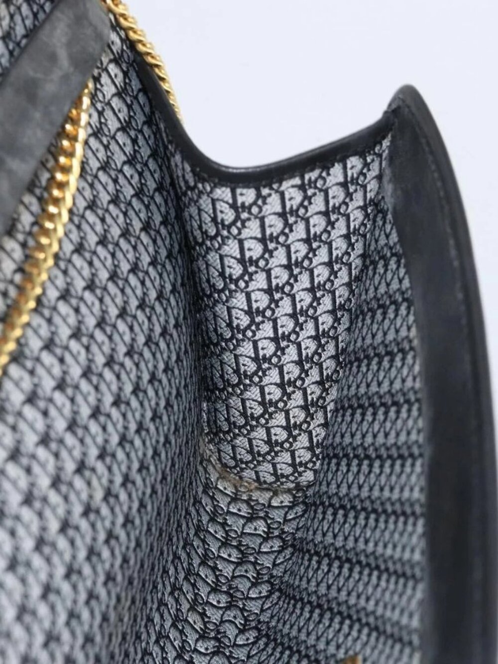 Christian Dior Chain Shoulder Bag Leather Black Gold Auth bs31815 - Picture 13 of 16